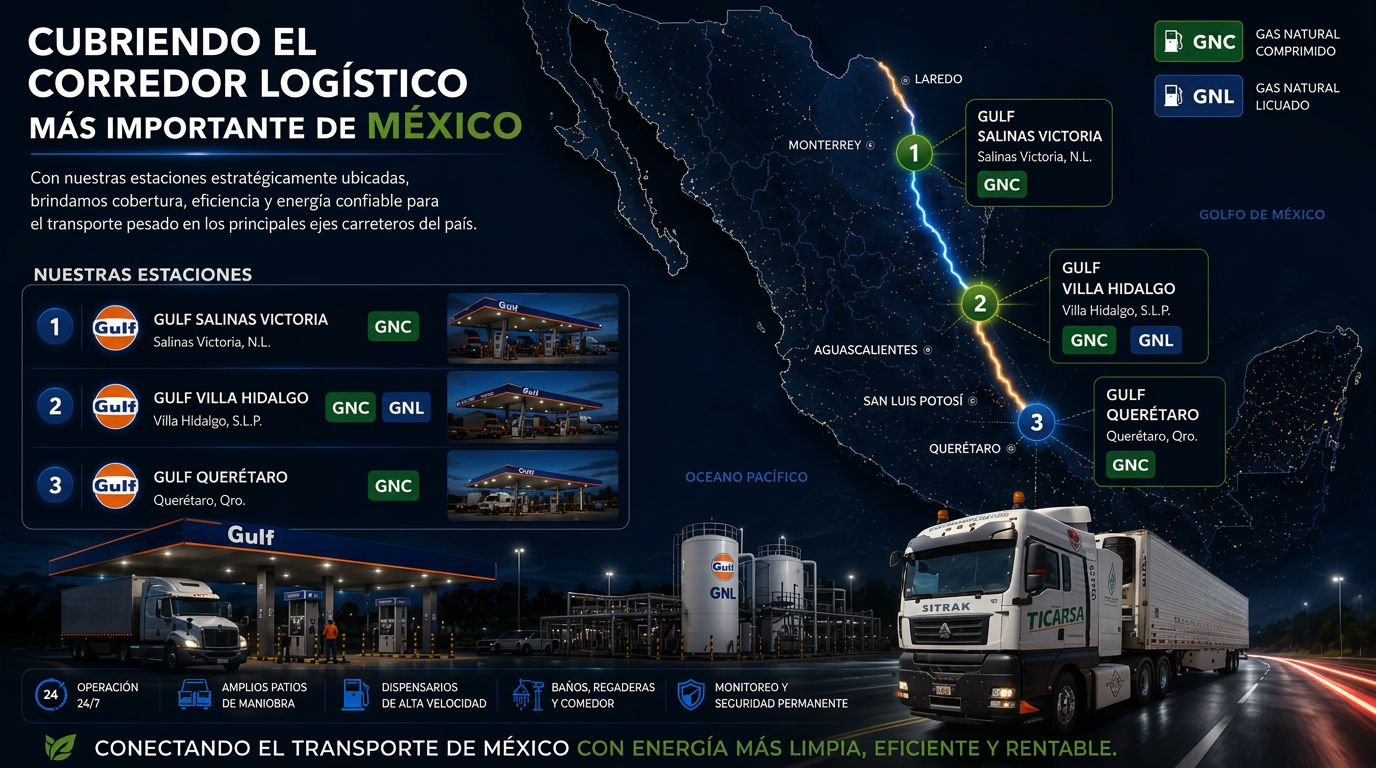 Cubriendo el corredor logístico más importante de México — Estaciones Gulf con GNC y GNL
